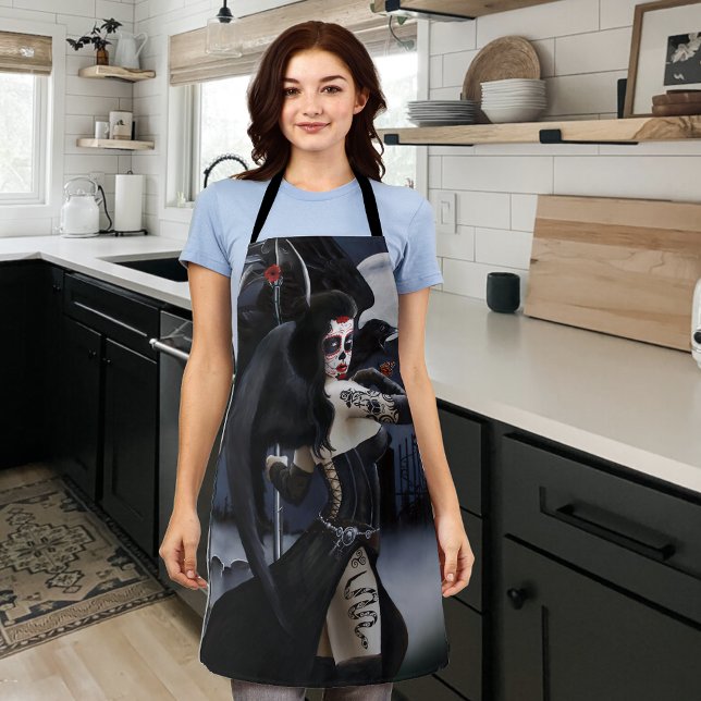 Dark Gothic Angel Death Sugar Skull Fantasy Apron (Creator Uploaded)