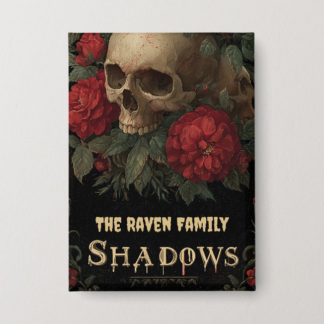 Dark Gothic Art with Skull, Roses, and Custom Text (Front)