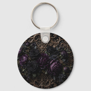 Dark Gothic Baroque Black Roses Placemat Key Ring