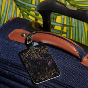 Dark Gothic Baroque Black Roses Placemat  Luggage Tag