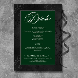Dark Gothic Black Floral Satin Damask Green Enclosure Card