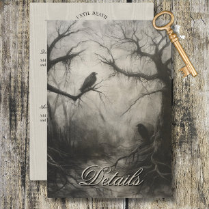 Dark Gothic Black & Tan Raven Script Details Enclosure Card