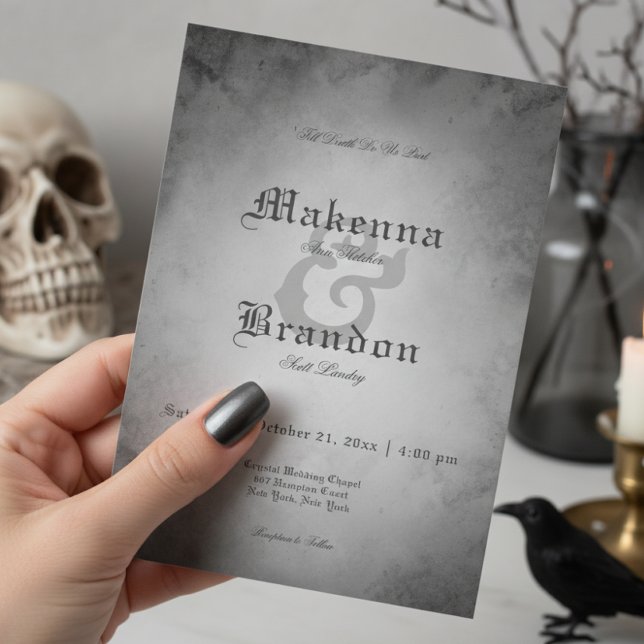 Dark Gothic Black Watercolor Moth Wedding Invitation (Creator Uploaded)