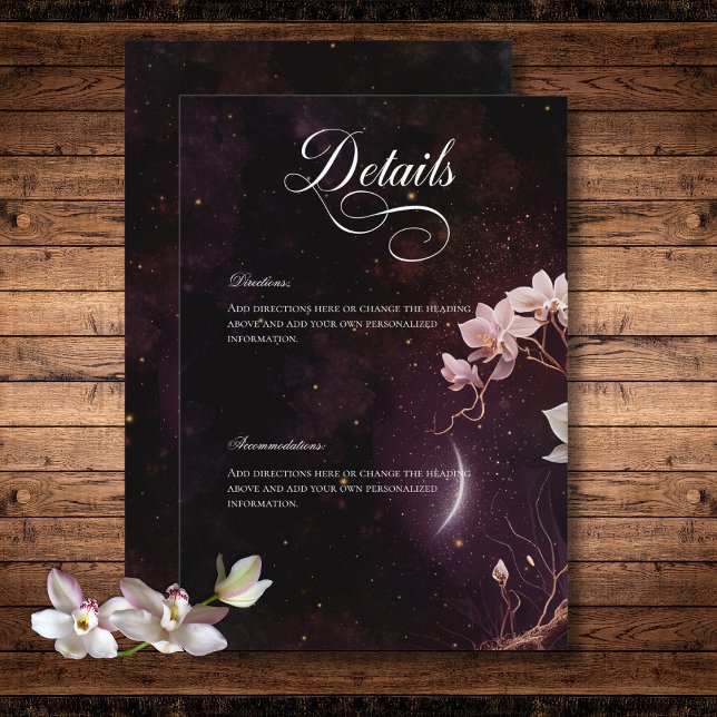 Dark Gothic Black & White Orchid Spells Details Enclosure Card (Dark Gothic Black & White Orchid Spells Details Enclosure Card)