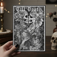 Dark Gothic Black & White Skeleton Couple Wedding