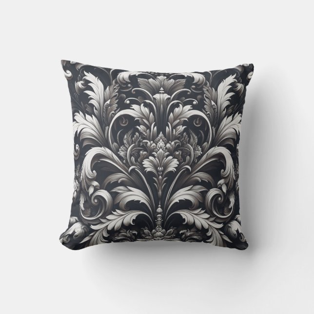 Dark Gothic Bold Ornamental Floral Pattern  Cushion (Front)