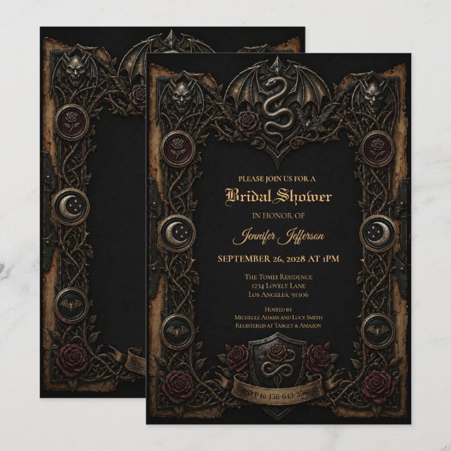 Dark Gothic Bridal Shower invitation (Front/Back)