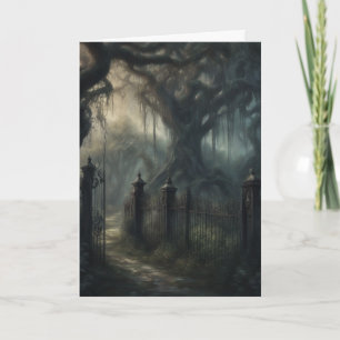 Dark Gothic Cottagecore Garden and fence Birthday Card