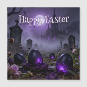 Dark Gothic Easter Scene with Glowing Eggs