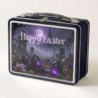 Dark Gothic Easter Scene with Glowing Eggs