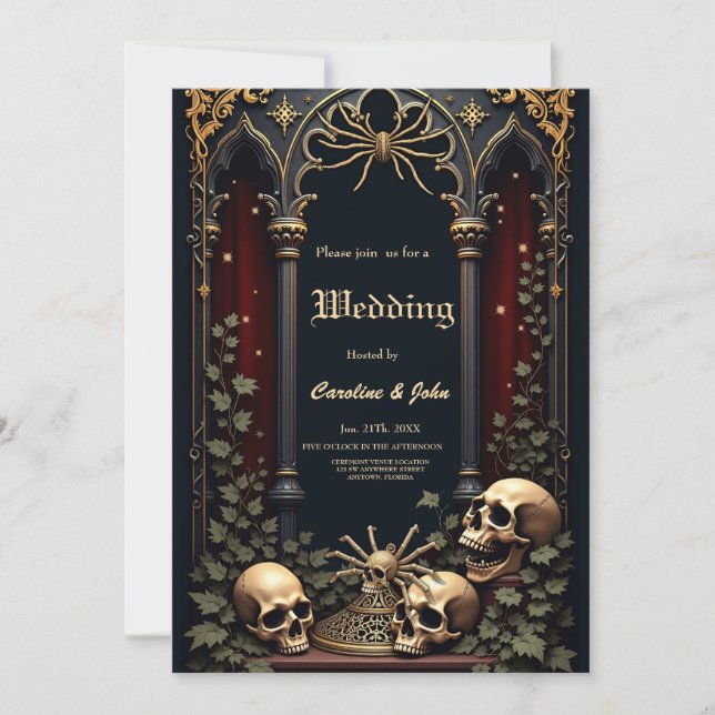 Dark Gothic Elegance. Stunning archway  Invitation (Front)