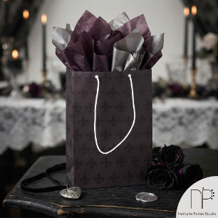 Dark Gothic Fleur de Lis Medium Gift Bag