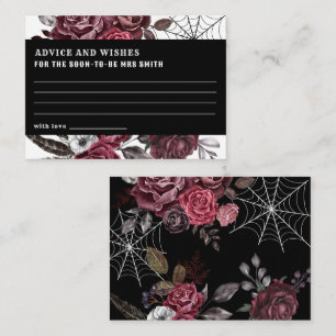 Dark gothic floral Bridal Shower Advice and wishes Enclosure Card