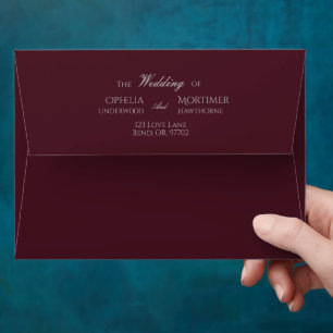 Dark Gothic Floral Burgundy Wedding Envelope