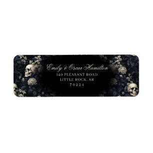 Dark Gothic Floral Skull Moody Return Address Label