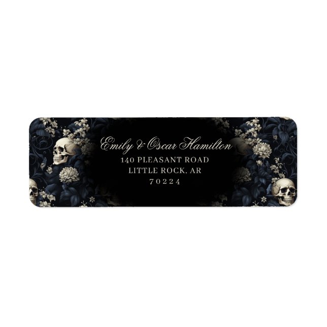 Dark Gothic Floral Skull Moody Return Address Label (Front)