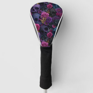 Dark Gothic Floral Skull Seamless Pattern Golf Head Cover