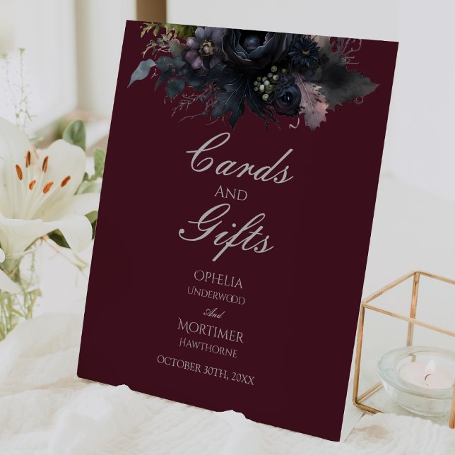 Dark Gothic Floral Wedding Cards and Gifts Sign (Creator Uploaded)