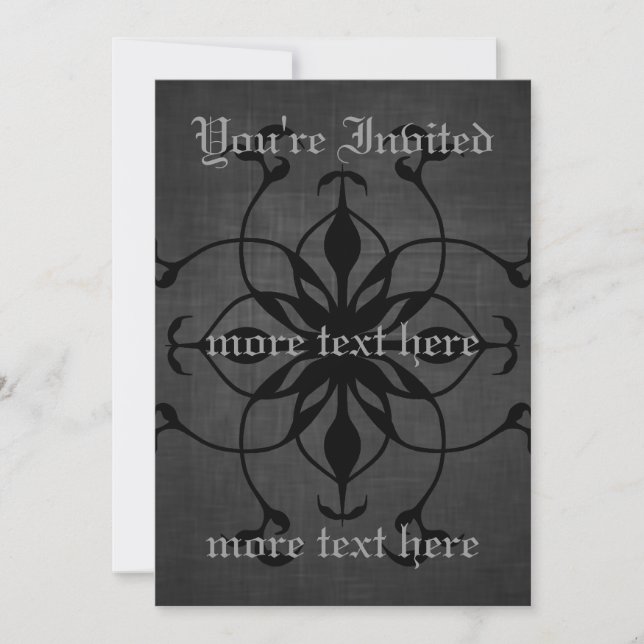 Dark Gothic flower invitations to personalise (Front)