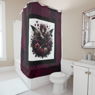 Dark Gothic Forest Fairy Floral Roses Burgundy Bla Shower Curtain