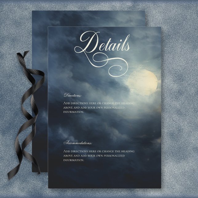 Dark Gothic Full Moon Night Sky Wedding Details Enclosure Card (Dark Gothic Full Moon Night Sky Wedding Details Enclosure Card)