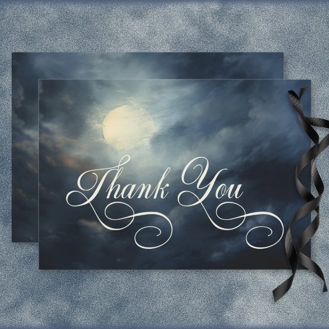 Dark Gothic Full Moon Night Sky Wedding Thank You Card (Dark Gothic Full Moon Night Sky Wedding Thank You Card)