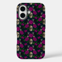 Dark Gothic Grungy Rose Vines Raven Skull pink
