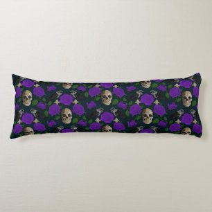 Dark Gothic Grungy Rose Vines Raven Skull purple Body Cushion