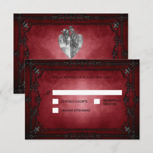 Dark Gothic Halloween Alternative Wedding RSVP Card