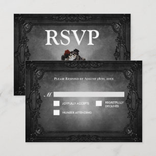 Dark Gothic Halloween Alternative Wedding RSVP Card