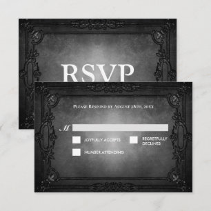 Dark Gothic Halloween Alternative Wedding RSVP Card