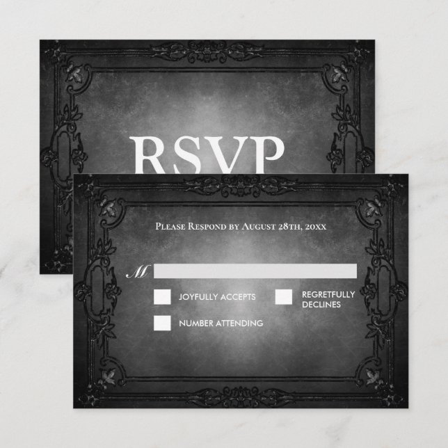 Dark Gothic Halloween Alternative Wedding RSVP Card (Front/Back)