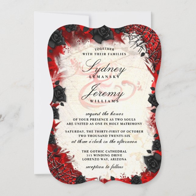 Dark Gothic Halloween "Together With" Invitation (Back)