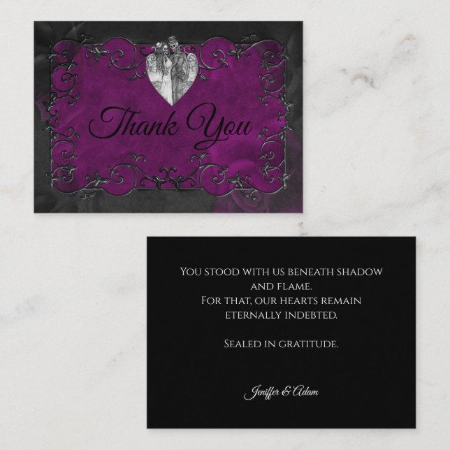 Dark Gothic Halloween wedding Card (Front/Back)