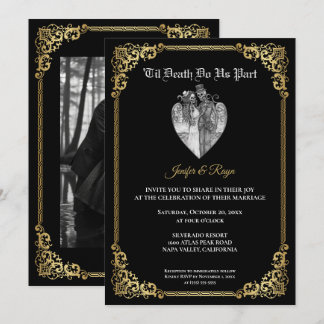 Dark Gothic Halloween wedding Invitation