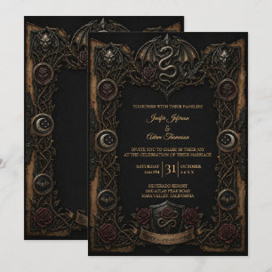 Dark Gothic Halloween Wedding Invitation