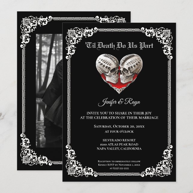 Dark Gothic Halloween wedding Invitation (Front/Back)