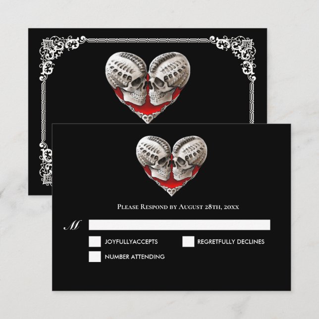 Dark Gothic Halloween Wedding RSVP Card (Front/Back)