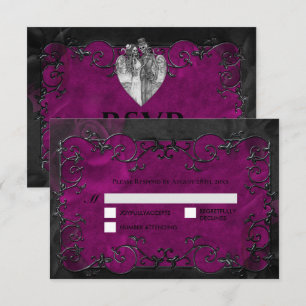 Dark Gothic Halloween Wedding RSVP Card