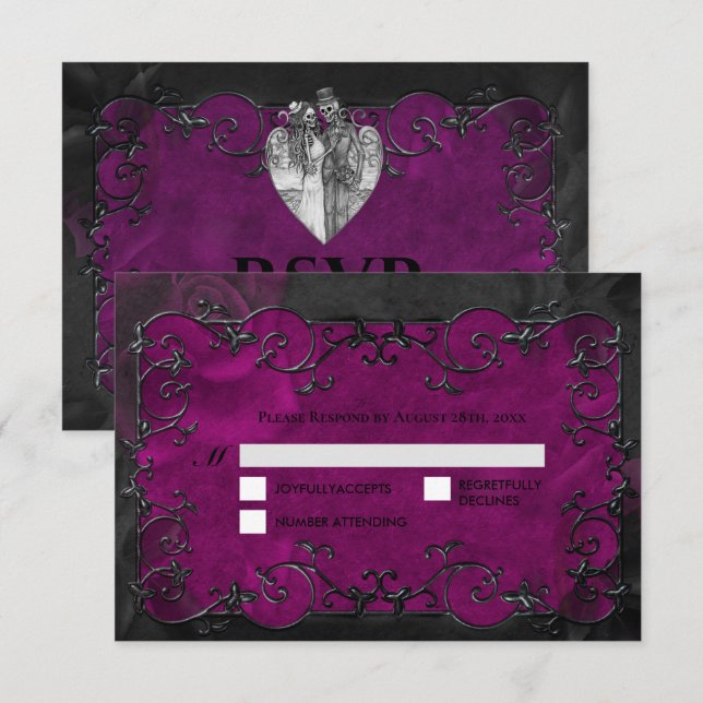 Dark Gothic Halloween Wedding RSVP Card (Front/Back)