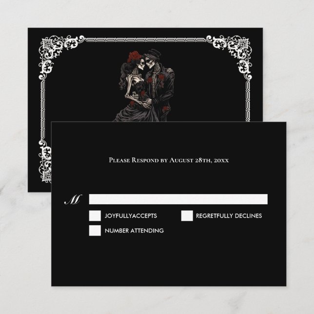 Dark Gothic Halloween Wedding RSVP Card (Front/Back)