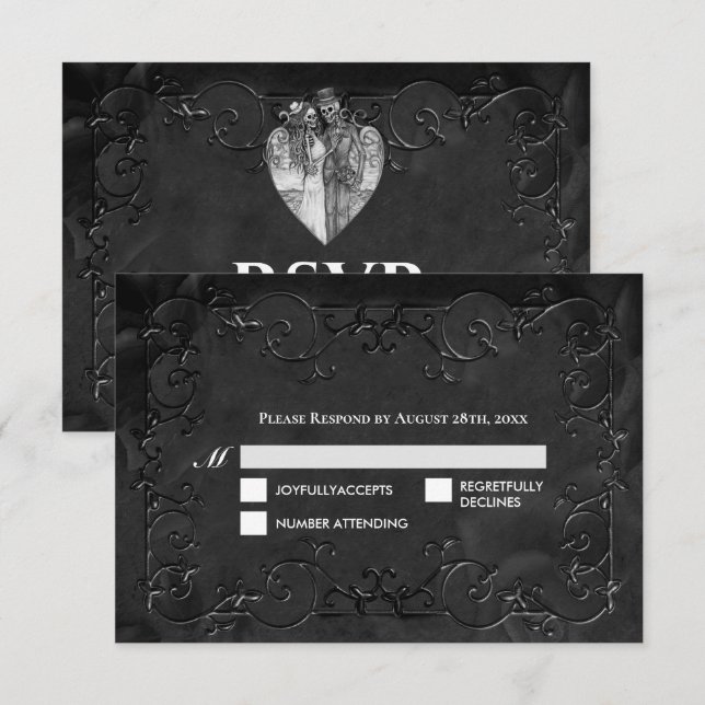 Dark Gothic Halloween Wedding RSVP Card (Front/Back)