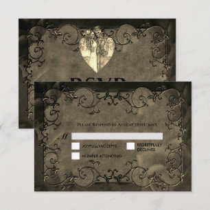 Dark Gothic Halloween Wedding RSVP Card