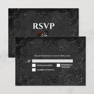 Dark Gothic Halloween Wedding RSVP Card