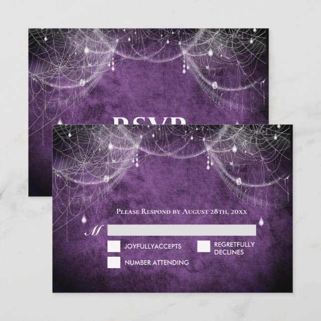 Dark Gothic Halloween Wedding RSVP Card (Front/Back)
