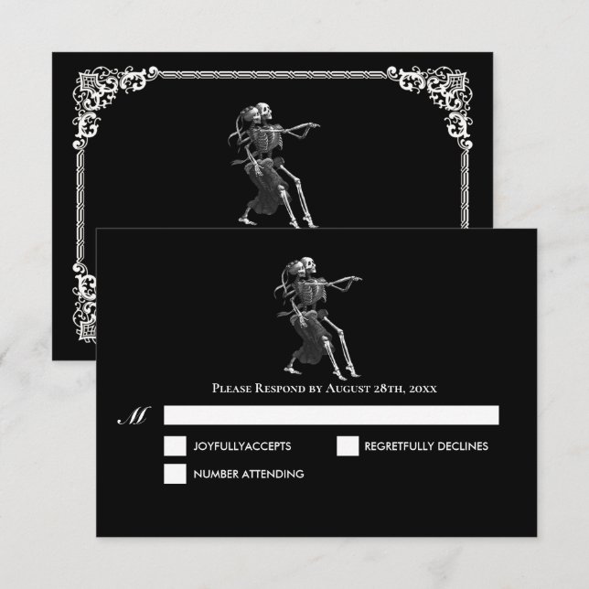 Dark Gothic Halloween Wedding RSVP Card (Front/Back)