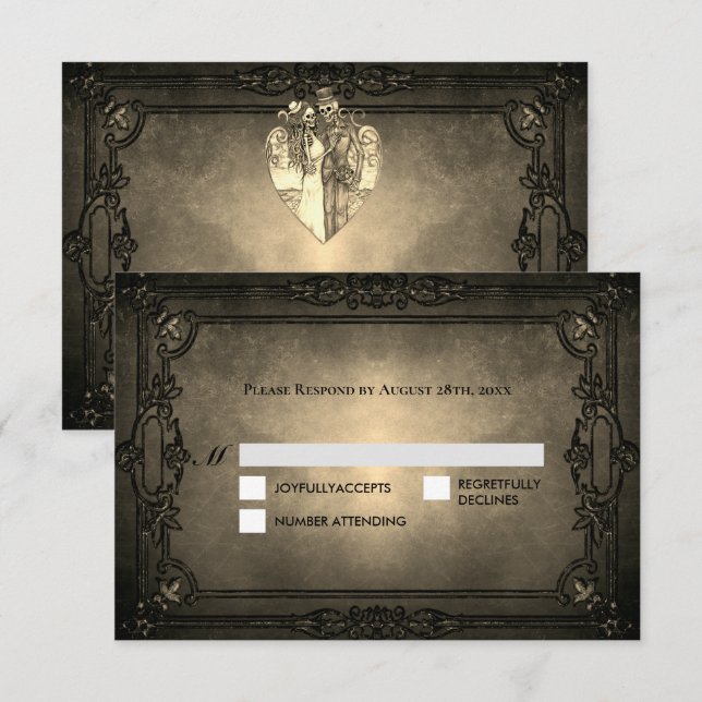 Dark Gothic Halloween Wedding RSVP Card (Front/Back)