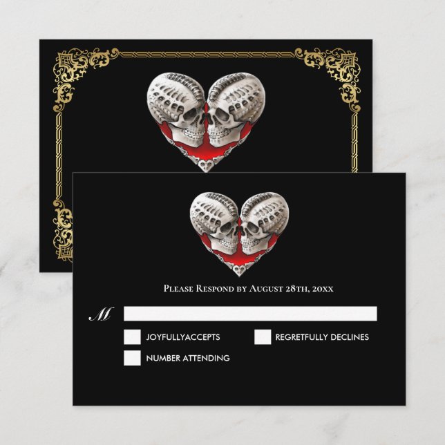 Dark Gothic Halloween Wedding RSVP Card (Front/Back)