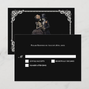 Dark Gothic Halloween Wedding RSVP Card