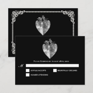 Dark Gothic Halloween Wedding RSVP Card